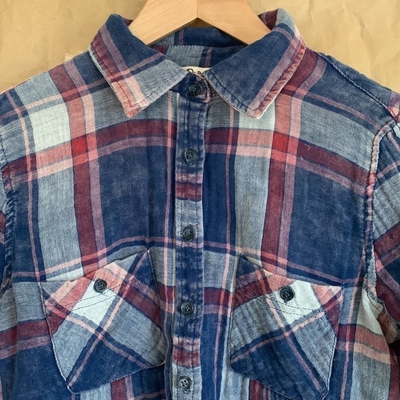 Indigo Rein Blue Red Plaid Button Down Collared Long Sleeve 100% Cotton Shirt M - Picture 9 of 17